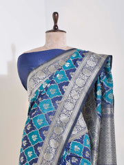 Navy Blue Banarasi Silk Saree