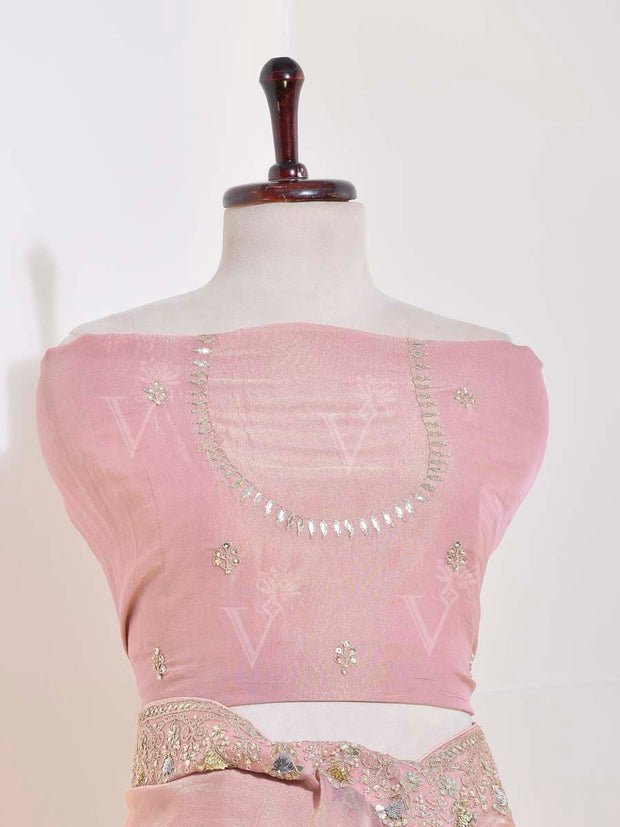 Onion Pink Tissue Saree