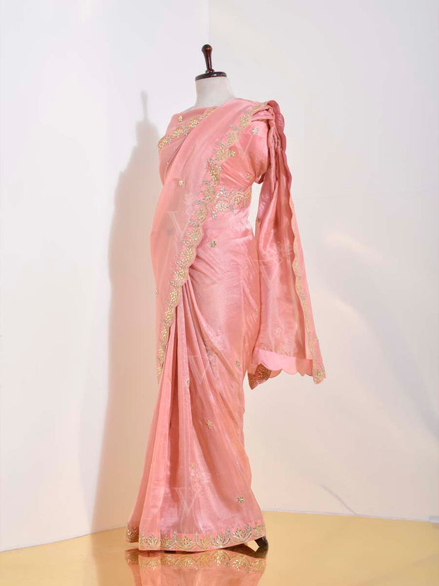 Peach Tissue Saree