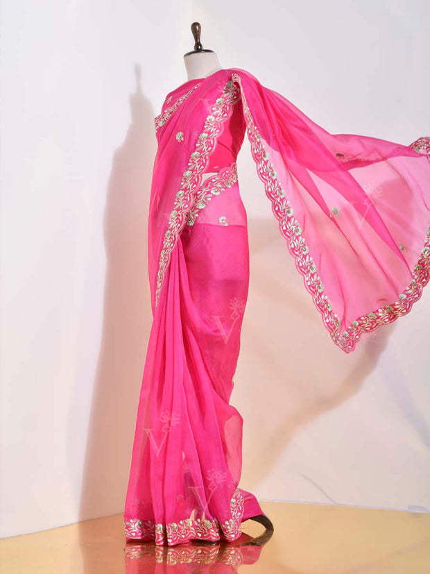 Rani Pink Tissue Saree