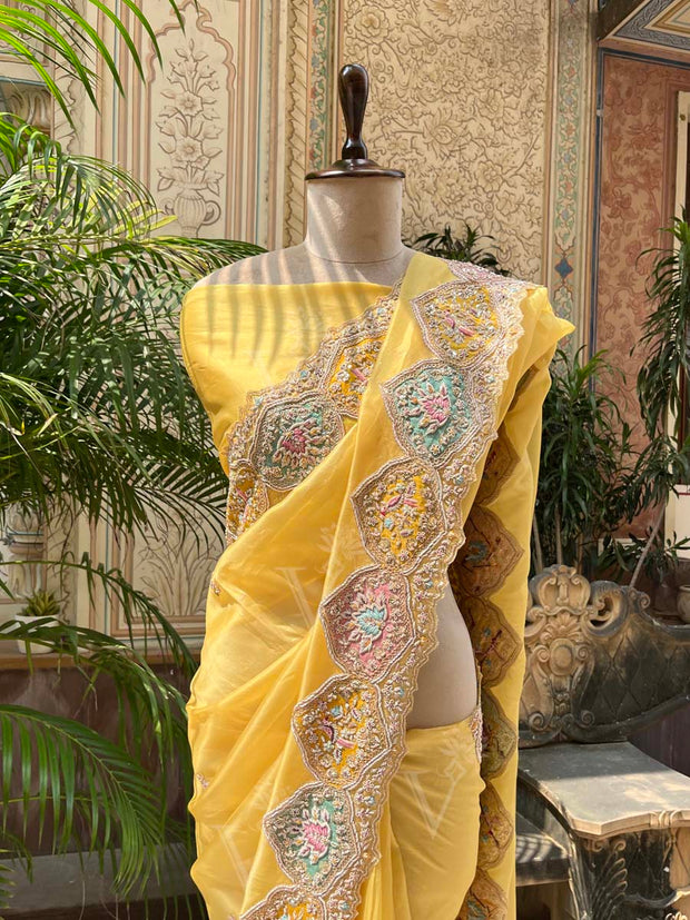 Yellow Organza Saree