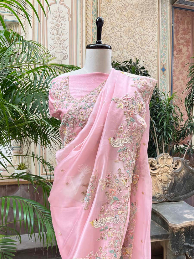 Pink Organza Saree