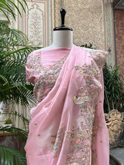 Pink Organza Saree