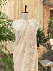 Cream Organza Saree