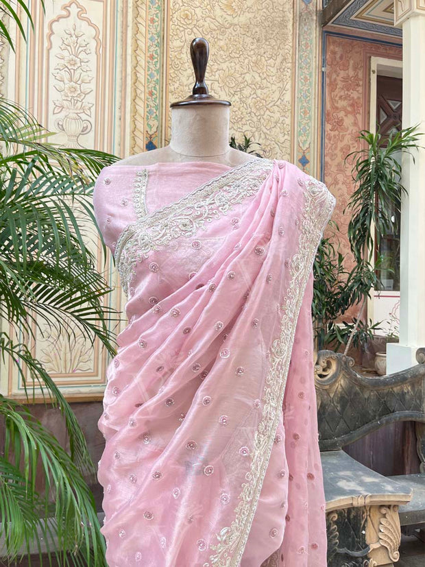 Pink Tissue Saree