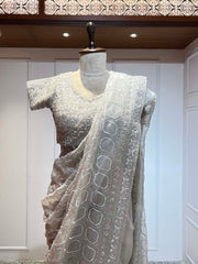 Light Grey Organza Saree