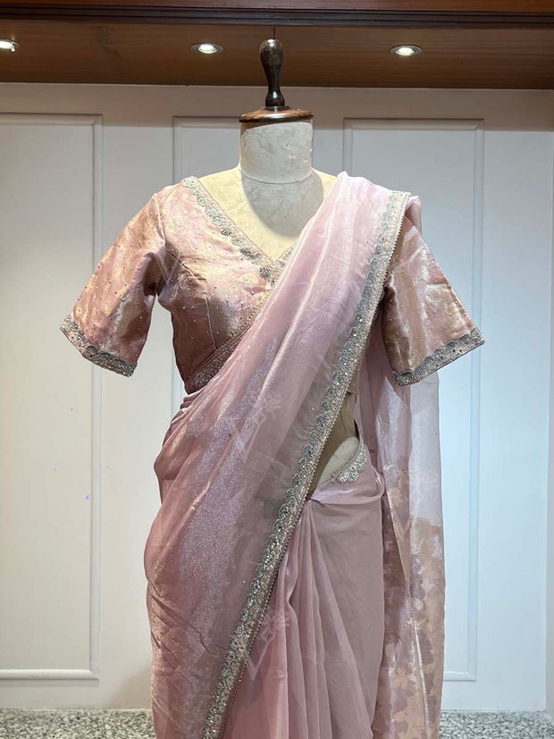 Pink Banarasi Tissue Saree