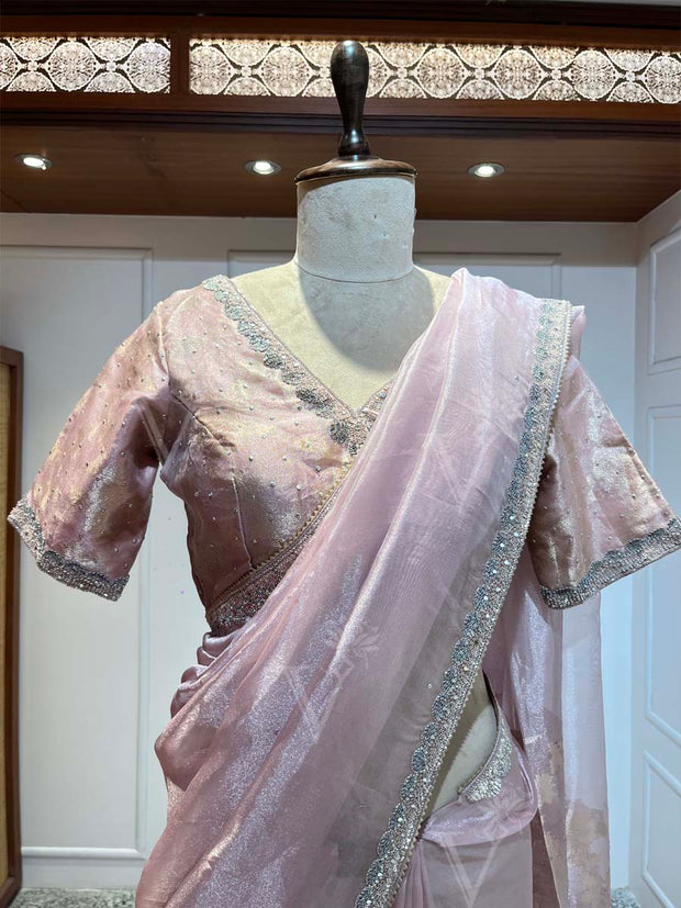 Pink Banarasi Tissue Saree