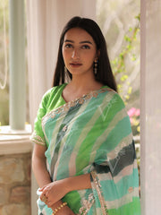 Neon Kota Silk Leheriya Gota Patti Saree