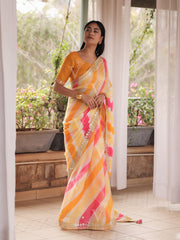 Saree , kota silk , Summer , kota silk , gota patti, leheriya ,Pink , yellow