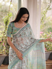 Laurel Green Kota Doria Saree