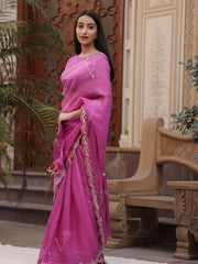 Purple Kota Silk Gota Patti Saree