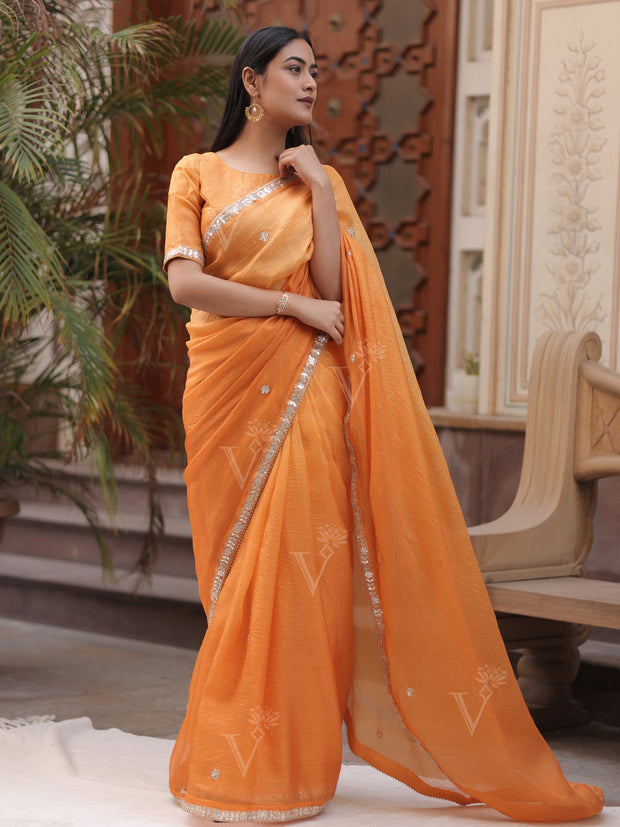 Yellow Kota Silk Gota Patti Saree