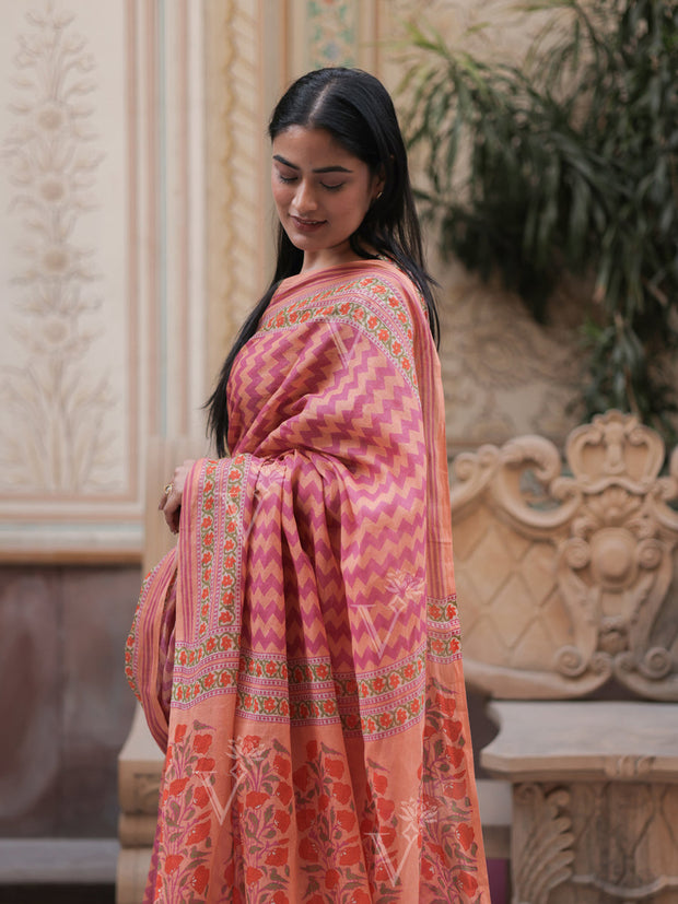 Onion Pink Cotton Saree