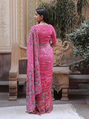 Pink Printed Chiffon Saree