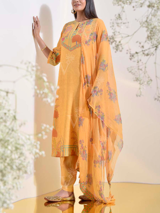 Yellow Vasansi Silk Printed Suit Set