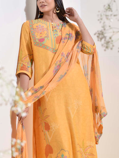Yellow Vasansi Silk Printed Suit Set