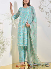 Blue Vasansi Silk Printed Suit Set