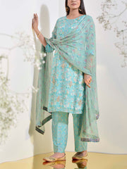 Blue Vasansi Silk Printed Suit Set