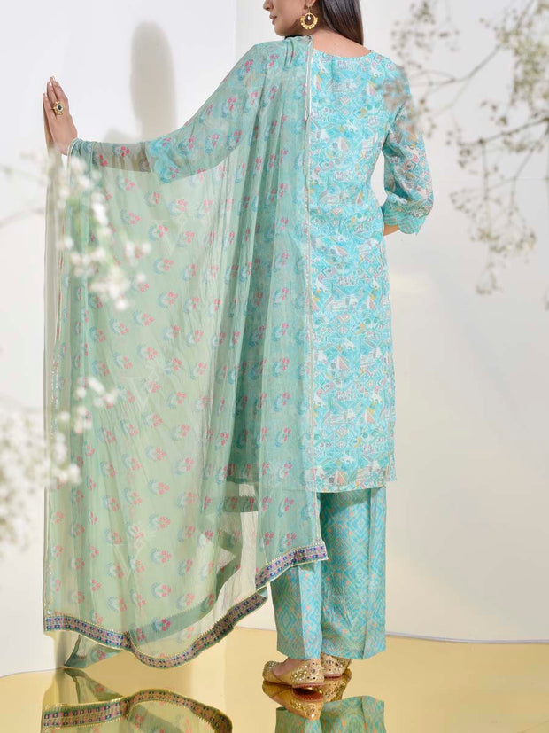 Blue Vasansi Silk Printed Suit Set