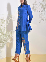 Blue Vasansi Silk Embroidered Co-ord Set