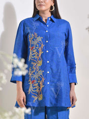 Blue Vasansi Silk Embroidered Co-ord Set