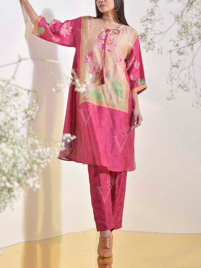 Pink Vasansi Silk Floral Printed Co-ord Set