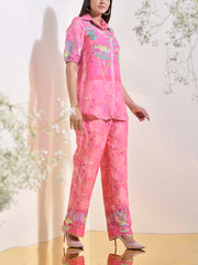 Pink Vasansi Silk Floral Embroidered Co-ord Set