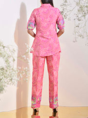 Pink Vasansi Silk Floral Embroidered Co-ord Set