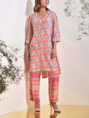 Soft Pink Vasansi Silk Printed Co Ord Set