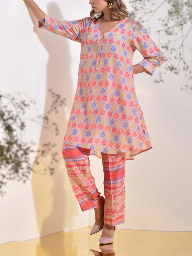 Soft Pink Vasansi Silk Printed Co Ord Set