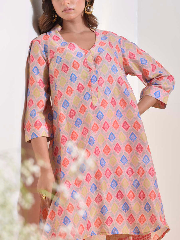 Soft Pink Vasansi Silk Printed Co Ord Set