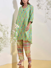 Lawn Green Vasansi Silk Printed Co-ord Set