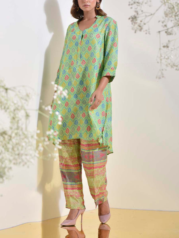 Lawn Green Vasansi Silk Printed Co-ord Set