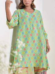 Lawn Green Vasansi Silk Printed Co-ord Set