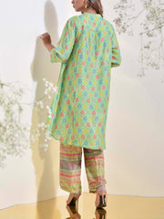 Lawn Green Vasansi Silk Printed Co-ord Set