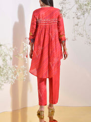 Red Vasansi Silk Printed Leheriya Printed Co Ord Set