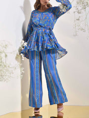 Blue Vasansi Silk Floral Printed Co-ord Set