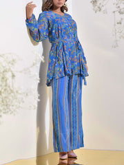 Blue Vasansi Silk Floral Printed Co-ord Set