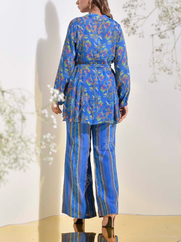 Blue Vasansi Silk Floral Printed Co-ord Set