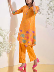 Yellow Vasansi Silk Leheriya Printed Co Ord Set