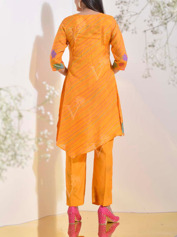 Yellow Vasansi Silk Leheriya Printed Co Ord Set