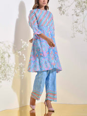 Baby Blue Vasansi Silk Leheriya Embroidered Co-ord Set