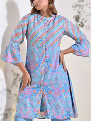 Baby Blue Vasansi Silk Leheriya Embroidered Co-ord Set