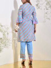 Baby Blue Vasansi Silk Leheriya Embroidered Co-ord Set