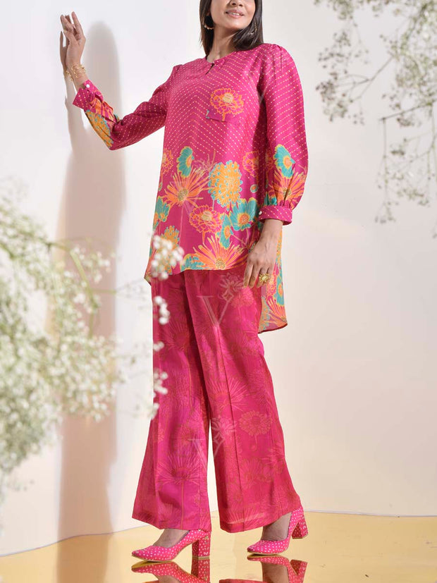 Raspberry Pink Printed Co Ord Set