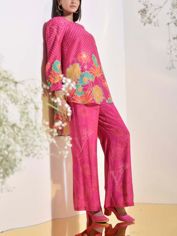Raspberry Pink Printed Co Ord Set