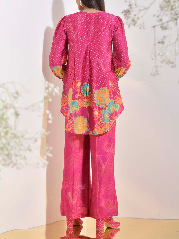 Raspberry Pink Printed Co Ord Set