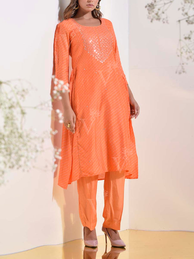 Orange Vasansi Silk Kurta