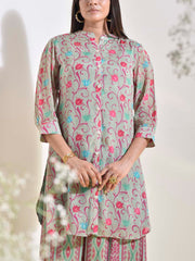 Tea Green Floral Printed Georgette Co Ord Set